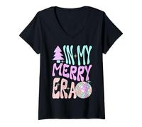 Mujer In My Merry Era - Linda Navidad Groovy Camiseta Cuello V