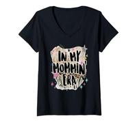 Mujer In My Mommin Era Trendy Mom Phrase Funny Design Camiseta Cuello V