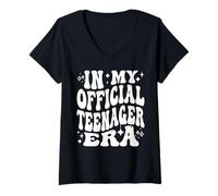 Mujer In My Official Teenager Era Funny 13th Birthday Life Camiseta Cuello V