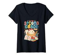 Mujer In My Second Grade Kid 2nd Grader Linda Dumpling School Girl Camiseta Cuello V