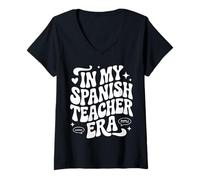 Mujer In My Spanish Teacher Era Maestra Inglés Profesor Bilingüe Camiseta Cuello V