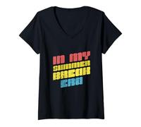 Mujer In My Summer Break Era Retro Último día de escuela Niños Niñas Camiseta Cuello V