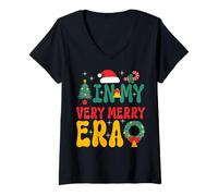 Mujer In My Very Merry Era - Linda Navidad Groovy Camiseta Cuello V