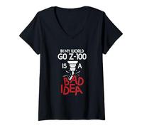 Mujer In My World G0 Z-100 es una Mala Idea Código de maquinista CNC Camiseta Cuello V