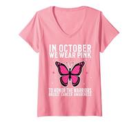 Mujer In October We Wear Pink Breast Cancer Awareness Support Camiseta Cuello V