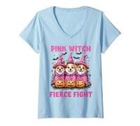 Mujer In October We Wear Pink Pembroke Welsh Corgi Breast Cancer Camiseta Cuello V