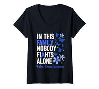 Mujer In This Family Nobody Fights Alone Colon Cancer Awareness Camiseta Cuello V