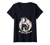 Mujer In Your Dreams Skunk with Butterflies Camiseta Cuello V