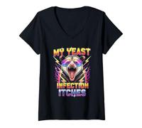 Mujer Inappropriate My Yeast Infection Itches Humor Joke Camiseta Cuello V
