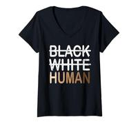 Mujer Inclusión de melanina humana blanca negra para todos Camiseta Cuello V
