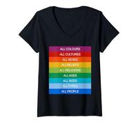 Mujer Inclusión Sociedad Moderna Diversidad Cultural Amor Arcoíris Camiseta Cuello V
