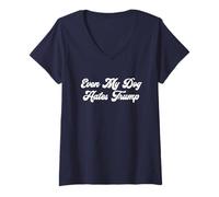 Mujer Incluso mi perro odia a Trump Camiseta Cuello V