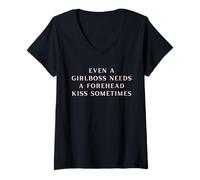 Mujer Incluso un Girlboss Necesita Un Beso En La Frente A Veces Lindo Camiseta Cuello V