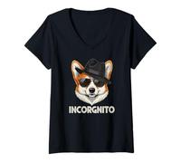 Mujer Incógnito Divertido y Genial diseño Caricatura de un per Camiseta Cuello V