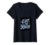 Mujer Increíble Disfraz de Eat The Rich Camiseta Cuello V