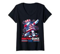 Mujer INDEPEN-Dance Day 4th of July Master Builder Blocks Bricks Camiseta Cuello V