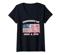 Mujer Independence Day July 4 1776 Fourth of July American Flag Camiseta Cuello V