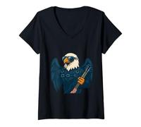 Mujer Independencia Águila de Sonido y Fuerza Camiseta Cuello V