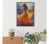 Mujer india abstracta bailando bajo la lluvia al estilo desi, póster de belleza en lienzo, pintura artística para pared, decoración del hogar (30x45cm/Sin marco)