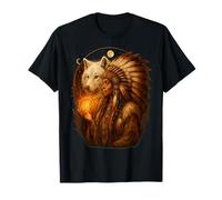 Mujer India nativa Americana con Lobo Blanco Vitage Regalos Camiseta