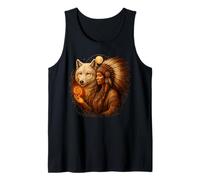 Mujer India nativa Americana con Lobo Blanco Vitage Regalos Camiseta sin Mangas