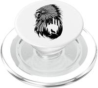 Mujer India nativa Americana con Lobo Blanco Vitage Regalos PopSockets PopGrip para MagSafe