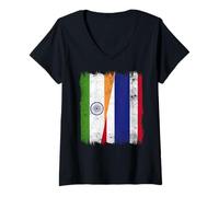 Mujer India, Tailandia, Media Bandera, raíces tailandesas Indias Camiseta Cuello V
