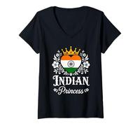 Mujer Indian Princess India Flag Proud Indian Girl Camiseta Cuello V