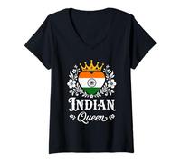 Mujer Indian Queen India Flag Proud Indian Woman Camiseta Cuello V