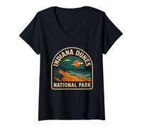 Mujer Indiana Dunes National Park Camisa Sunset Lake Michigan View Camiseta Cuello V