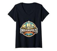 Mujer Indianápolis Indiana Souvenir City State Capital Memorabilia Camiseta Cuello V