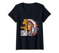 Mujer Indigenous Peoples' Day No One is Illegal on Stolen Land Camiseta Cuello V