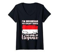 Mujer Indonesia Flag Proud Elegant Indonesian Boyfriend Girlfriend Camiseta Cuello V