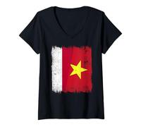 Mujer Indonesia Vietnam Media Bandera Indonesia Vietnamita Historia Camiseta Cuello V
