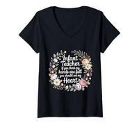 Mujer Infant Teacher Hands Full Heart Even Fuller Camiseta Cuello V