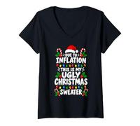 Mujer Inflación Feo suéter navideño Divertido día Festivo Camiseta Cuello V