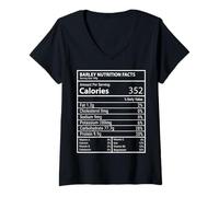 Mujer Información nutricional de Cebada Diseño mínimo de Etiquetas de Alimentos Nerd Camiseta Cuello V