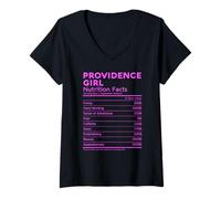 Mujer Información nutricional de Providence Girl Rhode Island Women Funny Camiseta Cuello V