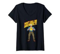 Mujer Ingeniero Civil como superhéroe con Texto en alemán Don't Call Me Architect Camiseta Cuello V