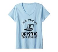 Mujer Ingeniero de Software de Soporte técnico no remunerado de TI Soy mi Familia Camiseta Cuello V