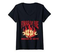 Mujer Ingeniero del Ejército Forget by Fire Driven by Duty Camiseta Cuello V