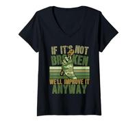 Mujer Ingeniero del Ejército If It's Not Broken We'll Improve It Camiseta Cuello V