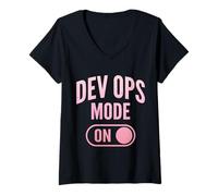 Mujer Ingeniero Devops Camiseta Cuello V