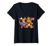 Mujer Inglaterra británicas chilenas Bandera Chile Reino Unido Camiseta Cuello V