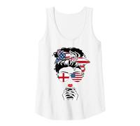 Mujer Inglés Americano café mamá niña Hermana tía Inglaterra Bandera de Estados Unidos Camiseta sin Mangas