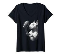 Mujer Inglés Bull Terrier Americano Fútbol Americano Deportes Camiseta Cuello V
