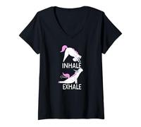 Mujer Inhale Exhale Unicornio Yoga Divertido Pedos Meme Camiseta Cuello V
