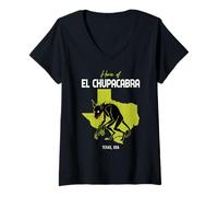 Mujer Inicio De El Chupacabras Texas State America Monstruo Cryptid Camiseta Cuello V