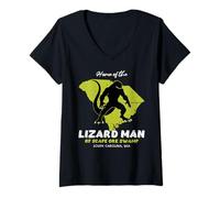 Mujer Inicio De Hombre Lagarto Carolina Del Sur Estado De American Cryptid Camiseta Cuello V