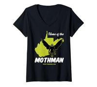 Mujer Inicio De Mothman West Virginia Estado De American Cryptid Camiseta Cuello V